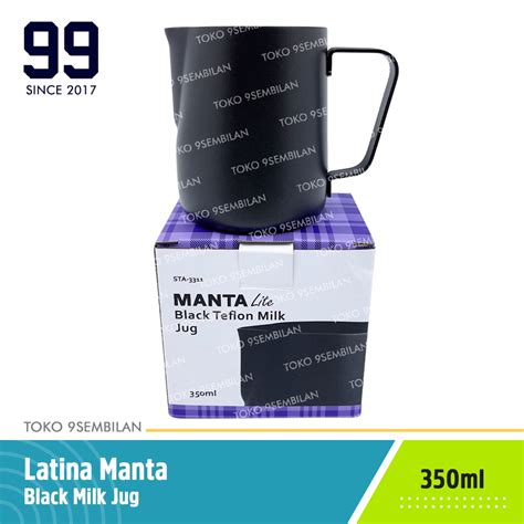 Jual Latina Manta Black Teflon Milk Jug 350ml Pitcher 350 Ml Coffee