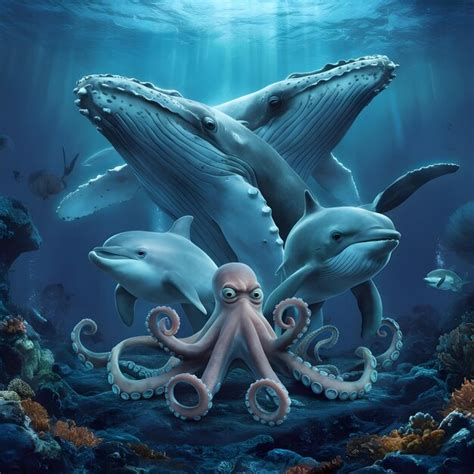 Premium Photo A Photo Of Whales And Octopus