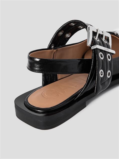 Ganni Chunky Buckle Ballerina Naplack Black Ssf Shop