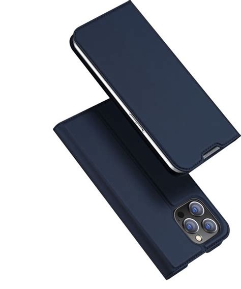 Dux Ducis Slim Bookcase Hoes Geschikt Voor IPhone 14 Pro Blauw Bol