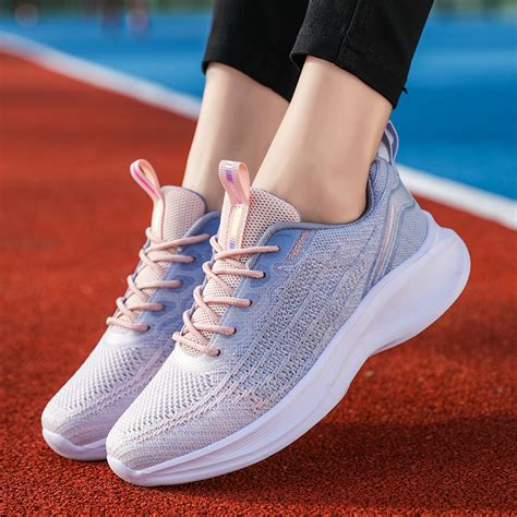 Women Lightweight Breathable Flying Weave Running Shoes - Clothing ...