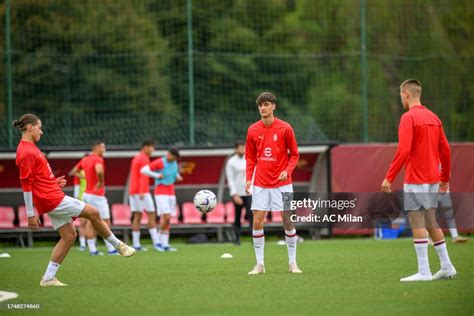 Ac Milan Players Warm Up Before Primavera 1 Match Between As Roma U19