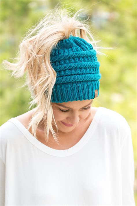 Cc Solid Messy Bun Beanie Teal In 2021 Messy Bun Beanie Bun Beanie