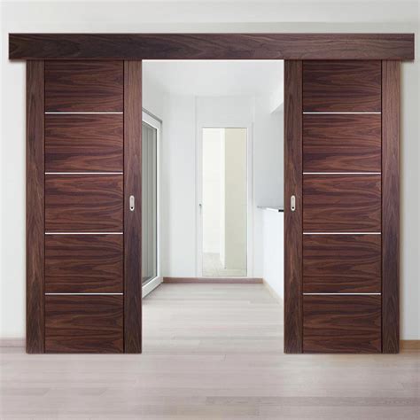 Bespoke Thruslide Surface Portici Walnut Flush Sliding Double Door