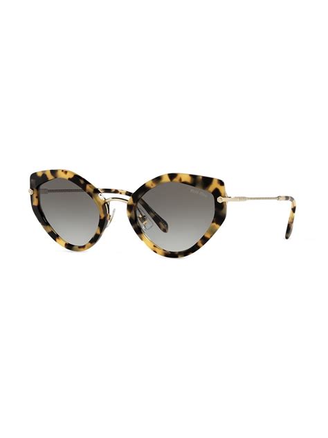 Miu Miu Eyewear Tortoiseshell Effect Cat Eye Sunglasses Farfetch