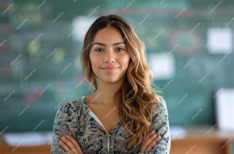 Premium Photo A Teacher Standing In Front Of Her Classroom With Her