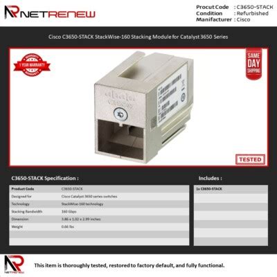 [Lot of 100] Cisco C3650-STACK Catalyst 3650 Stacking Module | eBay