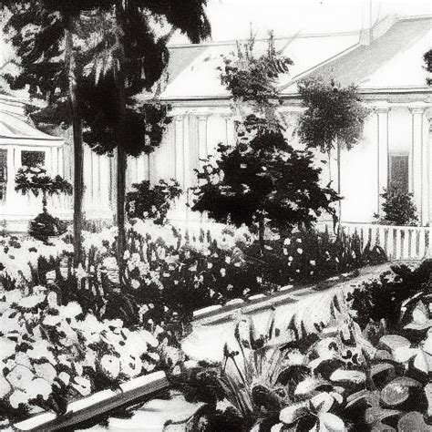 John Singer Sargent Garden Scene Line Art Creative Fabrica