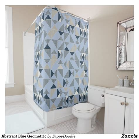 Abstract Blue Geometric Shower Curtain Trendy Shower