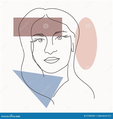 Abstract Woman Face One Line Drawing Portret Minimalistic Style Continuous Line Stock Vector