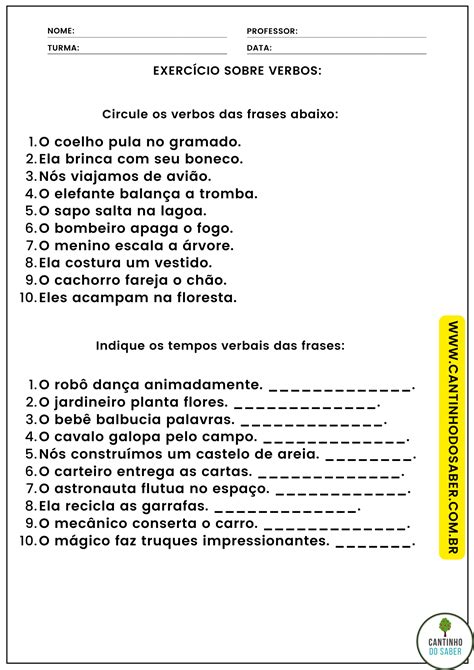 Atividade Tipos De Verbo Image To U