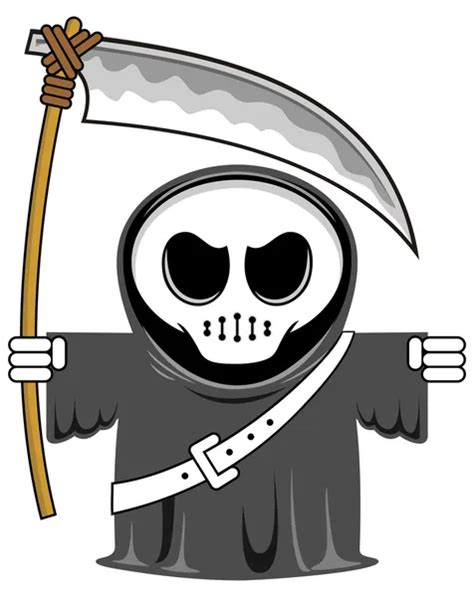 Grim Reaper Cartoon Character Vector Illustration Stock Vector Image By