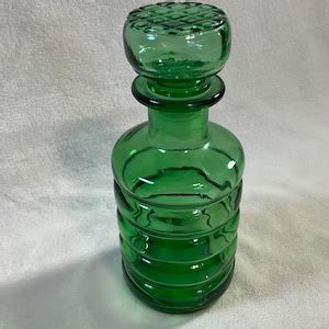 Vintage Italian Green Glass Wine Decanter Bottle Carafe Oz Etsy