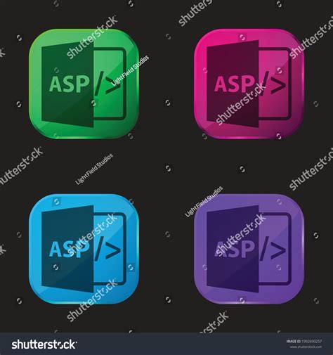 Asp File Format Symbol Four Color Glass Button Royalty Free Stock