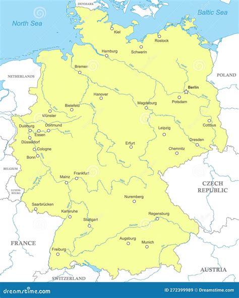 Mappa Politica Della Germania Con I Confini Nazionali Illustrazione