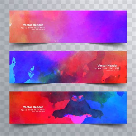 Premium Vector Colorful Watercolor Banner Set