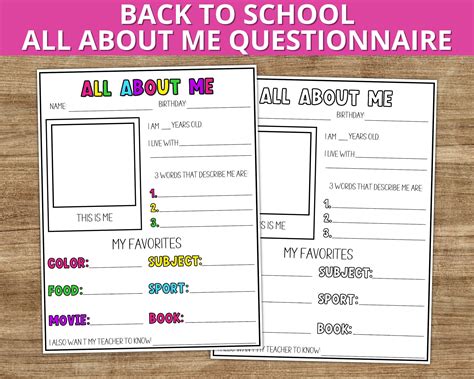 The Back To School All About Me Questionnaire Is Shown In This