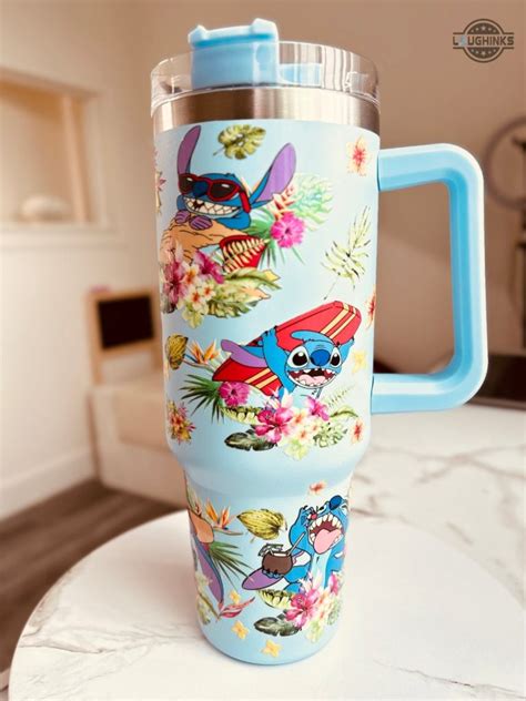 Lilo And Stitch Tumbler Stitch Surfing Oz Traveler Cup Tropical Aloha