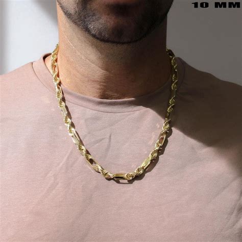 Solid 14k Yellow Gold Milano Chain Figaro Rope Chain Etsy Ireland