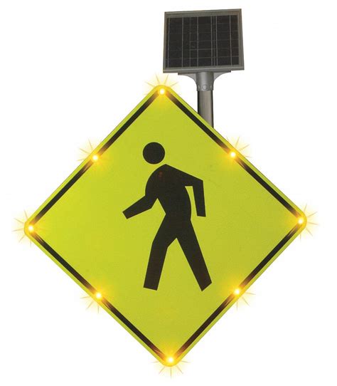 LED Solar Pedestrian Crossing Sign W11 2 Warning Lites Of Southern