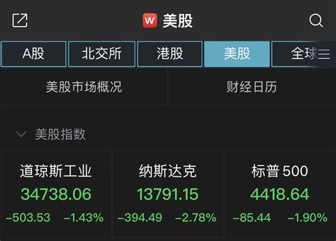 美股高开低走：大型科技股全线下挫，meta跌374指数股市交易日