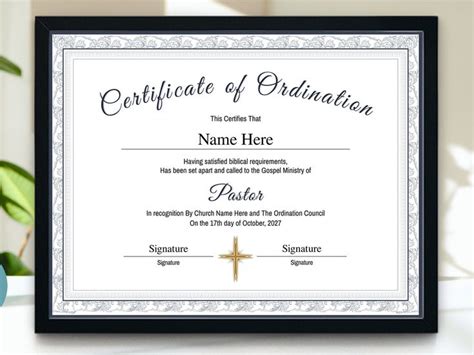 Pastor Ordination Certificate, Editable Certificate of Ordination ...