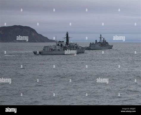 HMS Montrose (F236) and the German frigate Lübeck (F214) underway in ...