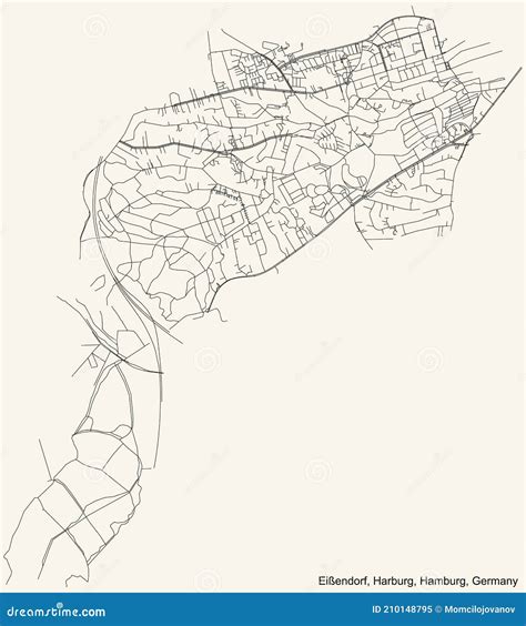 Harburg City Map Illustration. Simplified Map Of Germany Country Vector