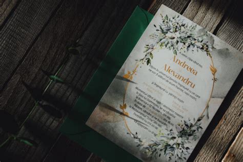 Invitatie De Nunta Floral Marble Weddy Invitatii De Nunta