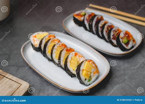 Sweet Egg Sushi Roll Or Tamago Roll Japanese Traditional Food Made