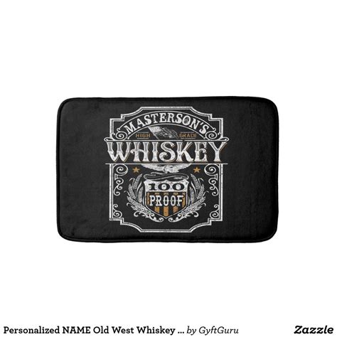 Personalized NAME Old West Whiskey Brewery Bar Bath Mat Zazzle