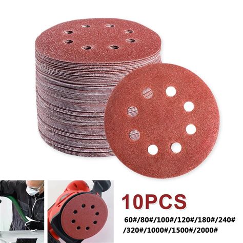 10pcs 5 Inch 125mm Round Sandpaper 8 Hole Sander Polishing Pad Disk