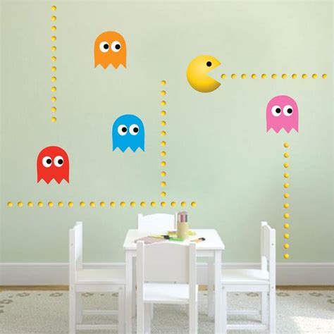 Modern Pac Man Wall Decals Design Video Game Wall Mural Vinyl Etsy