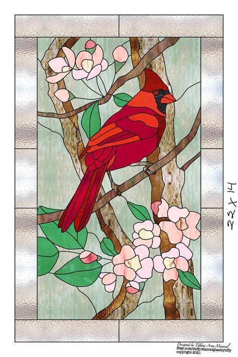 Cardinal Bird Stained Glass Pattern Digital Download Etsy