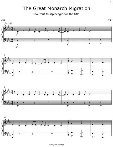 The Great Monarch Migration Sheet Music For Piano