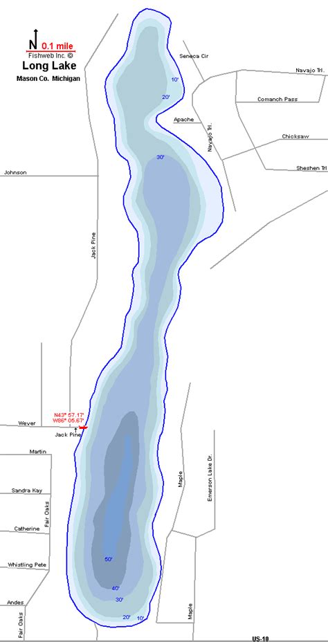 Long Lake Map Mason County Michigan Fishing Michigan Interactive™