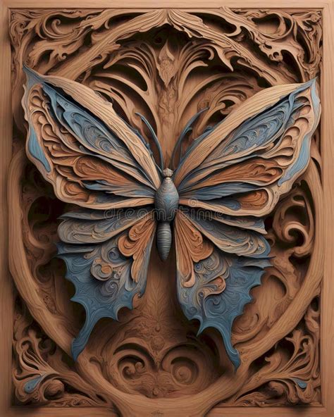 Butterfly Wood Carving Sculpture Stock Illustration Illustration Of Handmade Inspired 295857382