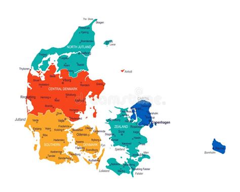 Mapa Pol Tico Edit Vel Altamente Detalhado Da Dinamarca Ilustra O Do