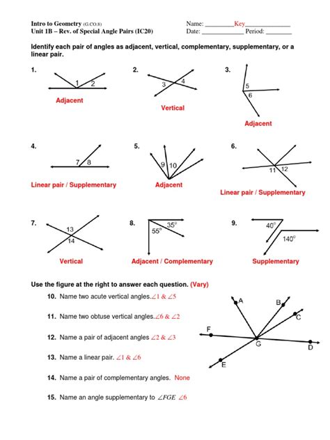 Angle Pairs | PDF - Worksheets Library