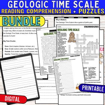 Geologic Time Scale Reading Comprehension Passage PUZZLES Quiz