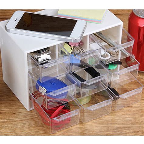 Grid Multi Function Plastic Mini Desktop Storage Box Jewelery