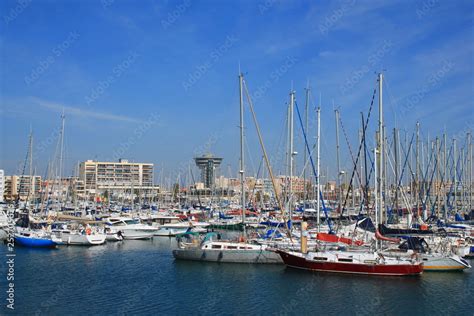 Zdjęcie Stock Marina and the lighthouse of the Mediterranean an