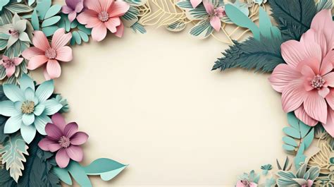 Floral Border Frame Card Template Multicolor Flowers Leaves For