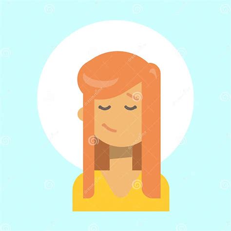 Female Closed Eyes Emotion Profile Icon Woman Cartoon Portrait Happy