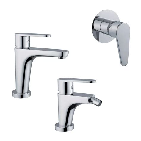 Set Miscelatori Lavabo Bidet Doccia Incasso In Ottone Cromato Kira