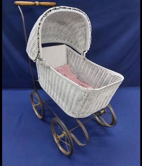 Vintage Wicker Doll Pram Carriage Etsy