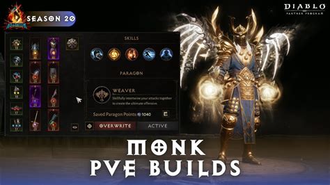 Diablo Immortal Monk PVE Builds Season 20 YouTube