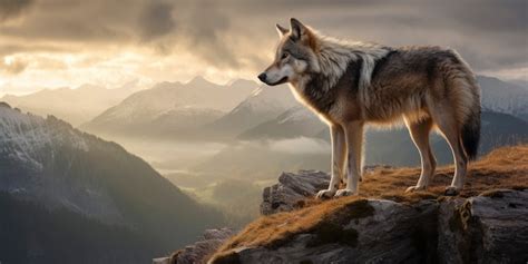 Free Photo Close Up On Wolf On Top Of Mountain