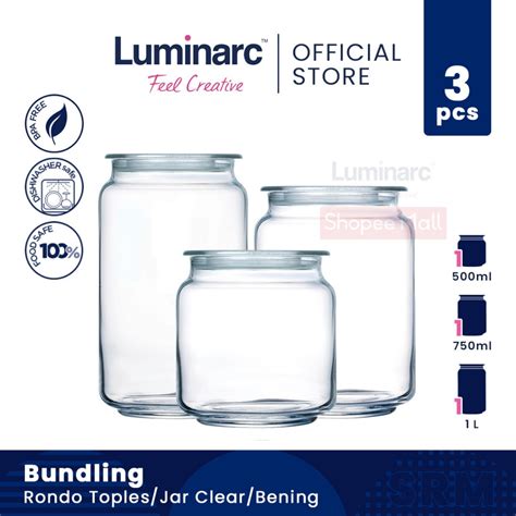 Jual LUMINARC Bundling Toples Jar Rondo Bening Clear 3pcs Shopee