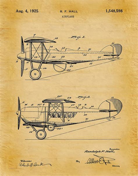 1925 Airplane Patent Print, Biplane Patent Print, Aviation Décor, Boys ...